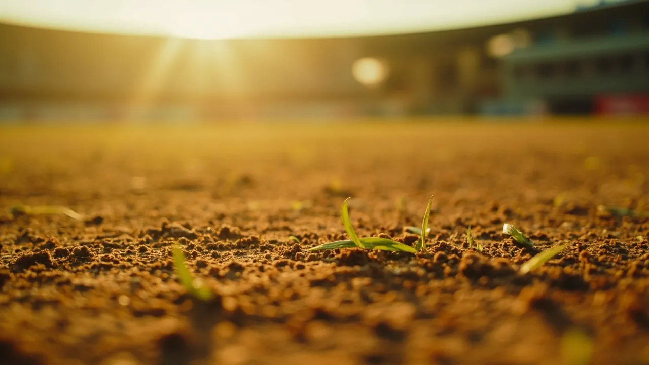 A stadium at sunset
